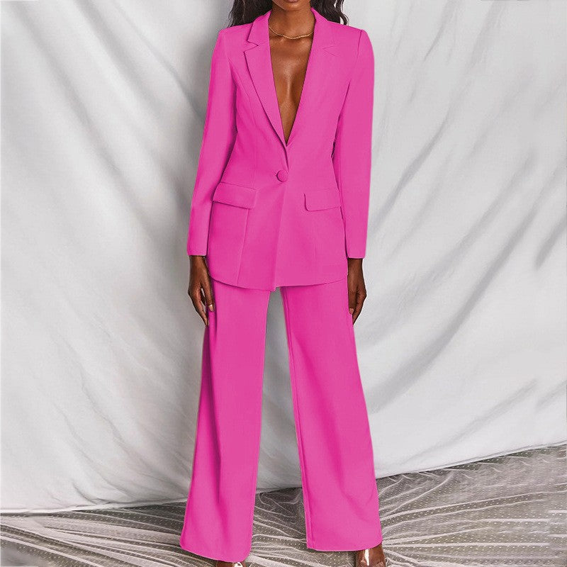 Women's Professional Blazer & Trousers Suit Set – Long Sleeve, Full Length