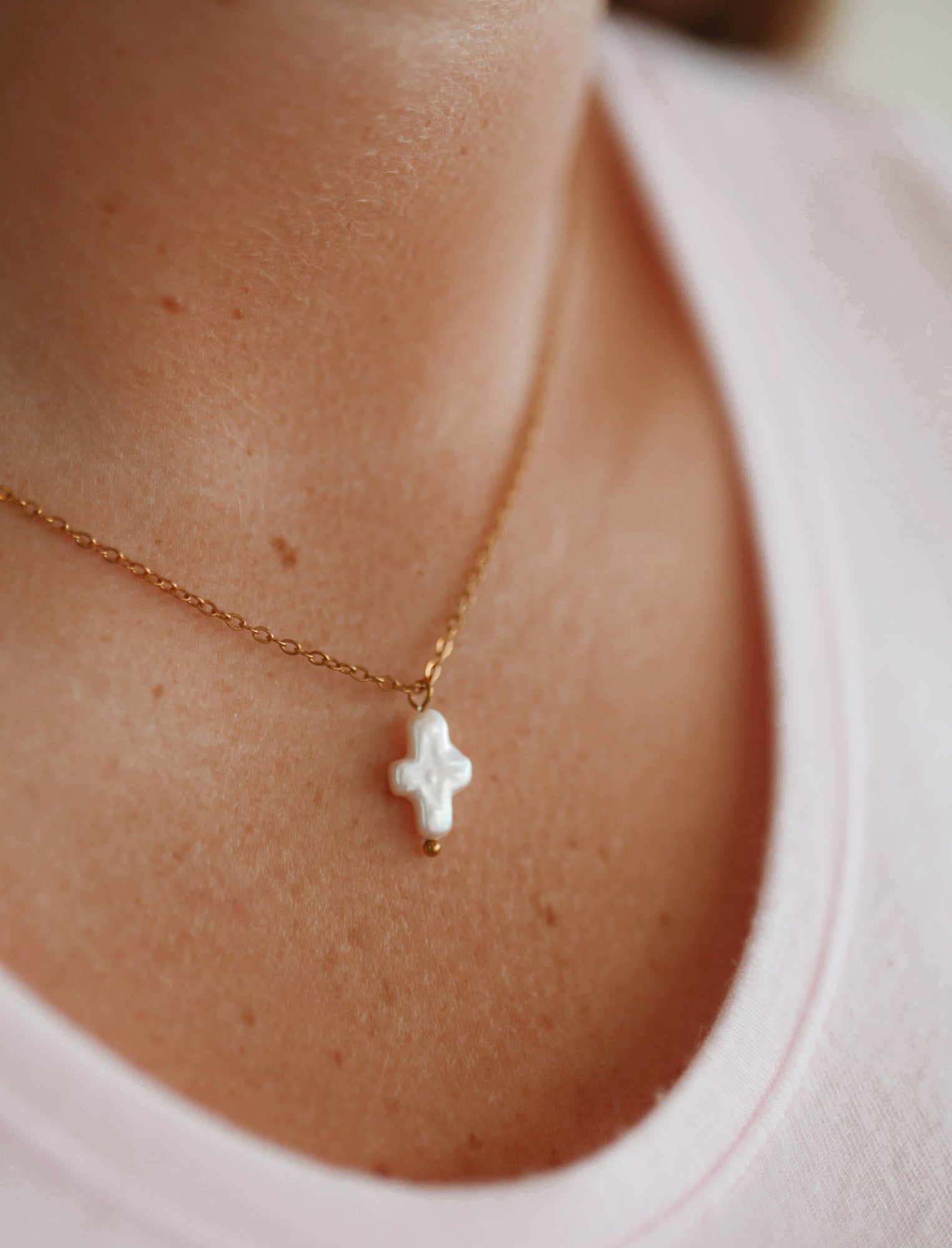 Necklace: Freshwater Pearl Cross
