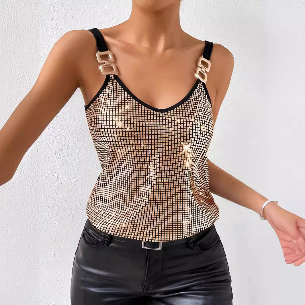 ✨ Women's Summer Sequined Suspender Chain Vest Top