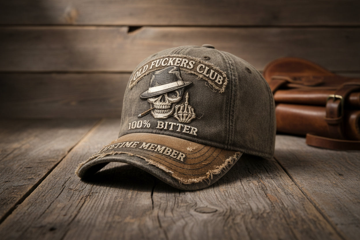 Embroidered Distressed Curved-Brim Baseball Cap | Retro Logo Style