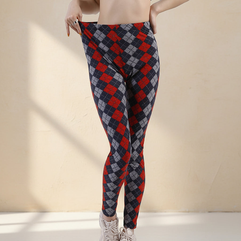 Women’s Plaid Yoga Leggings – Mid Waist Push-Up Pants