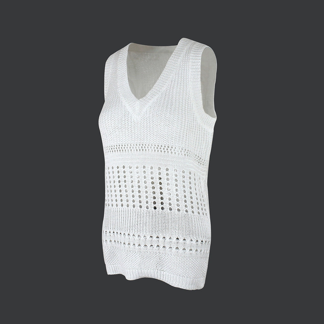 Women’s Solid Color Thin White Pullover Vest