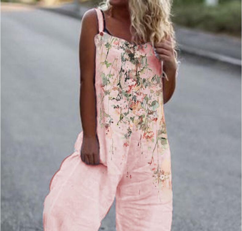 Women's Butterfly Print Overalls – Sleeveless Loose Fit Suspender Pants