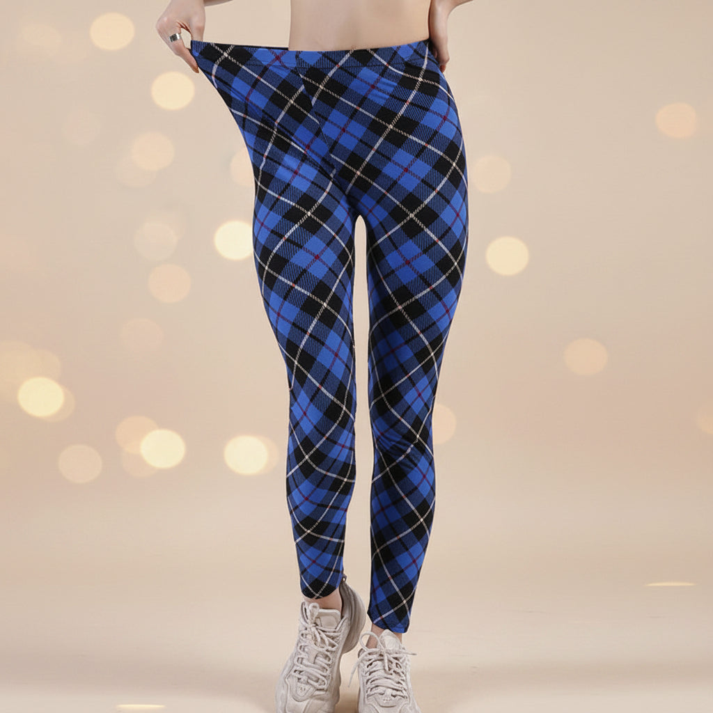 Women’s Plaid Yoga Leggings – Mid Waist Push-Up Pants