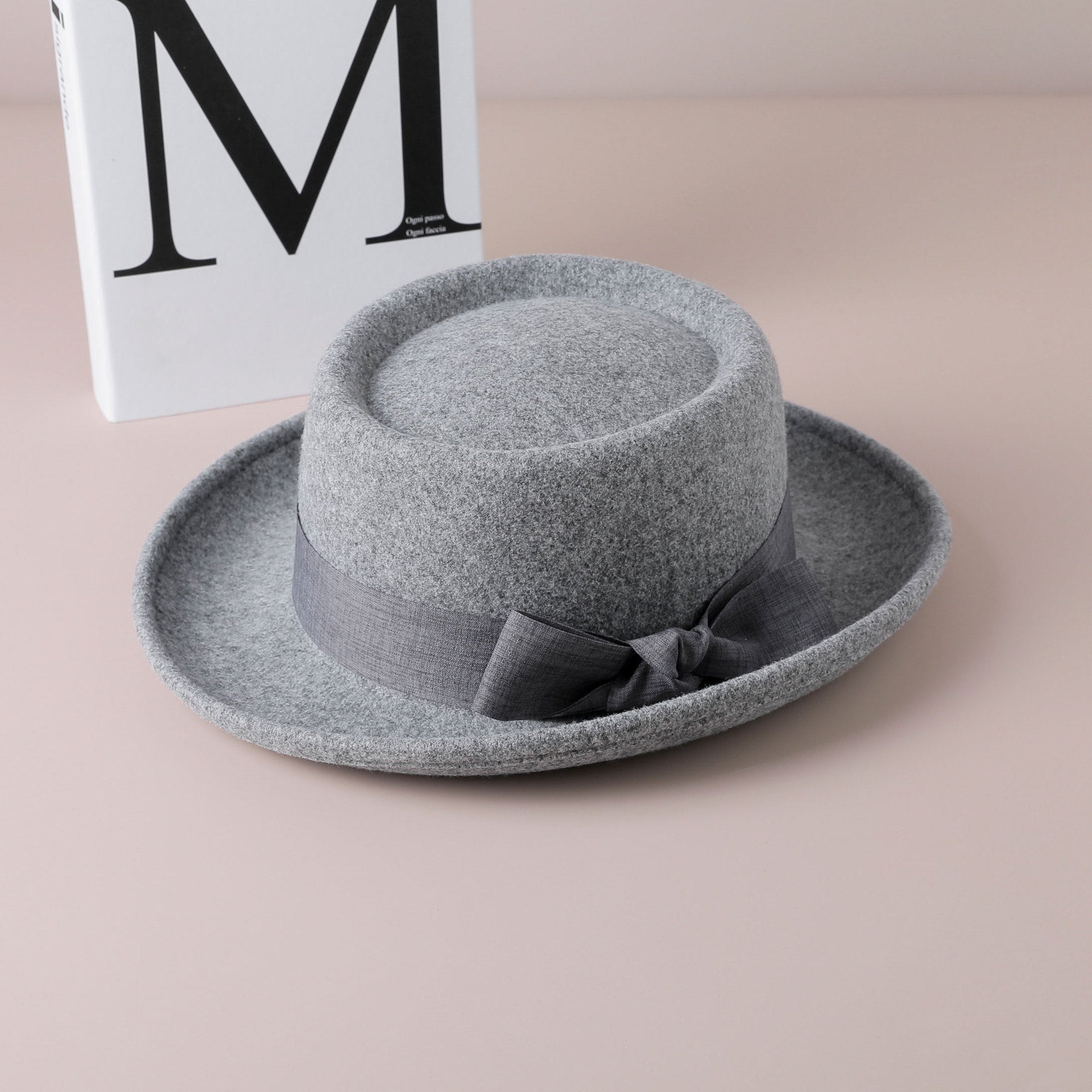 Vintage Bow British Retro Flat Top Hat for Women