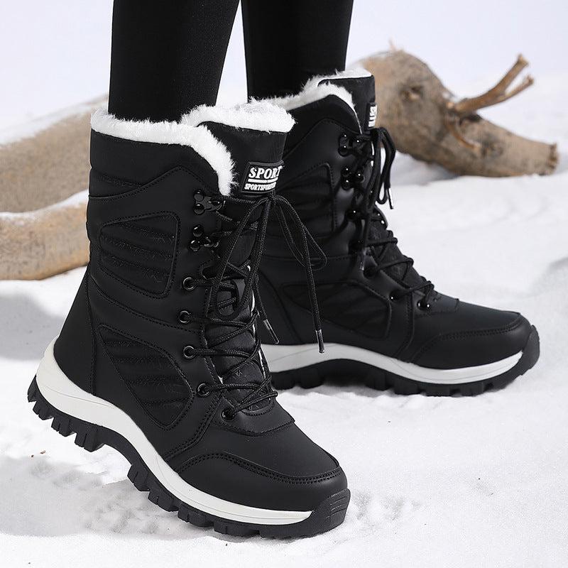 Women’s Thickened Wool-Lined Velvet Snow Boots
