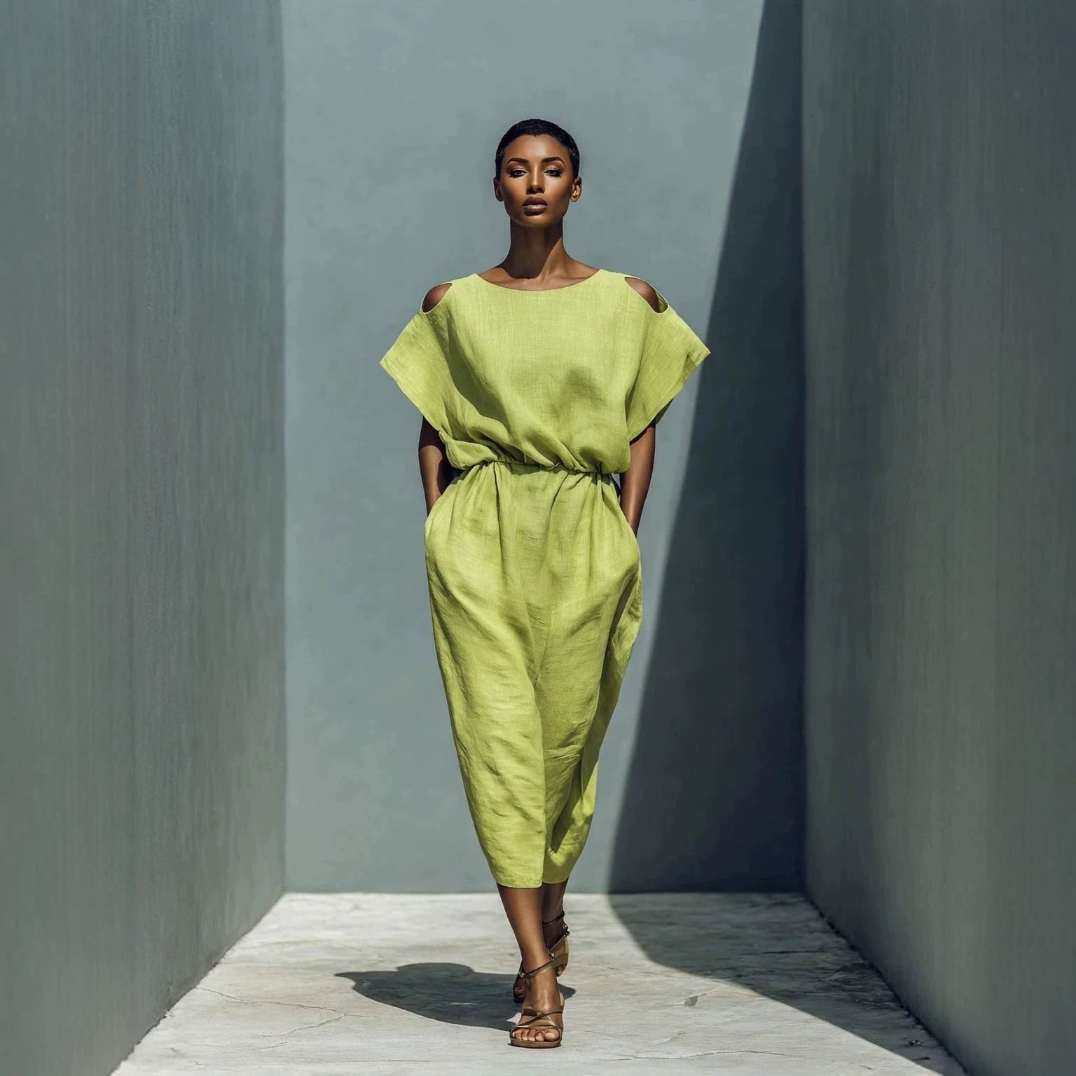 Women's Batwing Sleeve Off-Shoulder Elastic Waist Maxi Dress