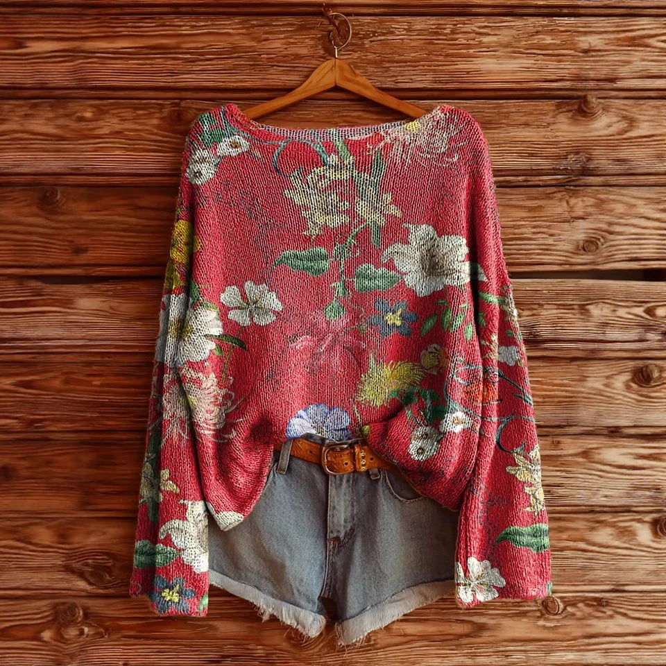 Women’s Fall Wildflower Print Long Sleeve T-Shirt