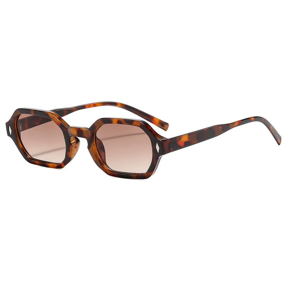 Polygonal Small-Frame Sunglasses – Hexagonal Unisex UV Protection