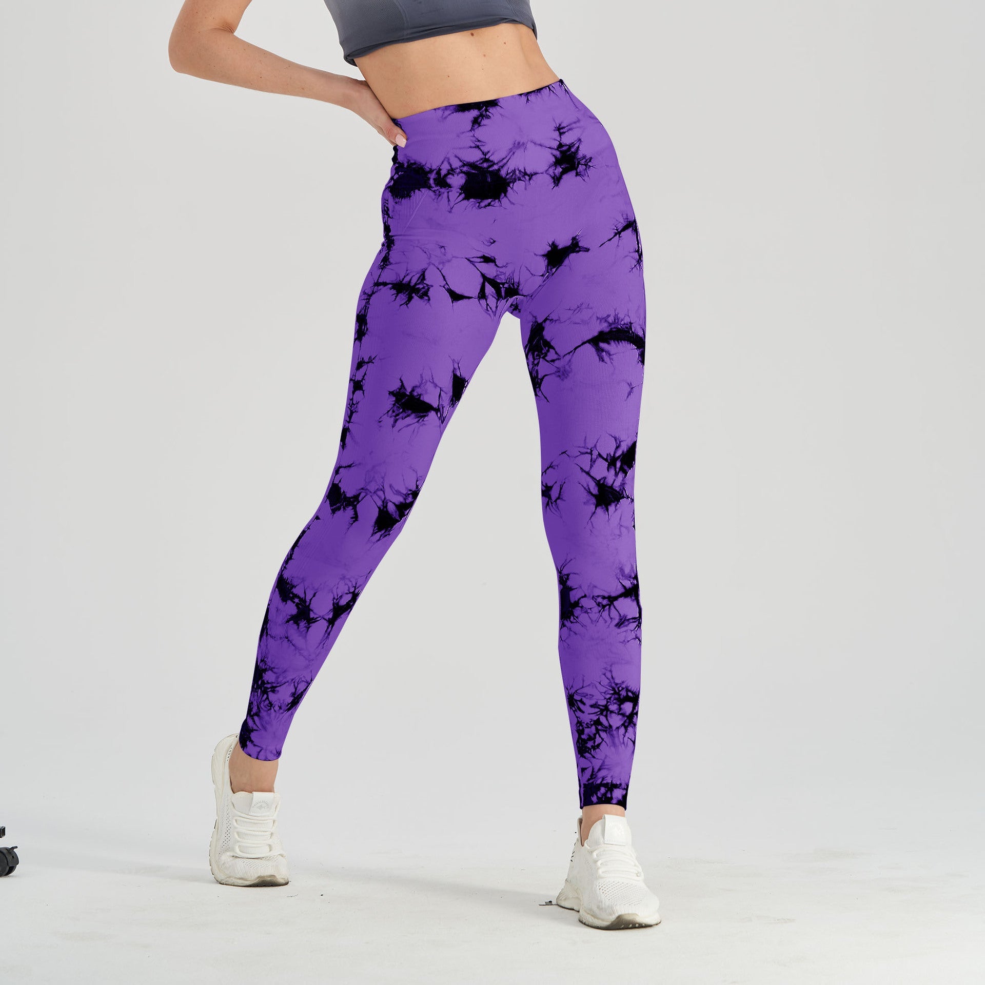 Women's Seamless Tie-Dye Yoga Pants – Knitted High-Waist Leggings