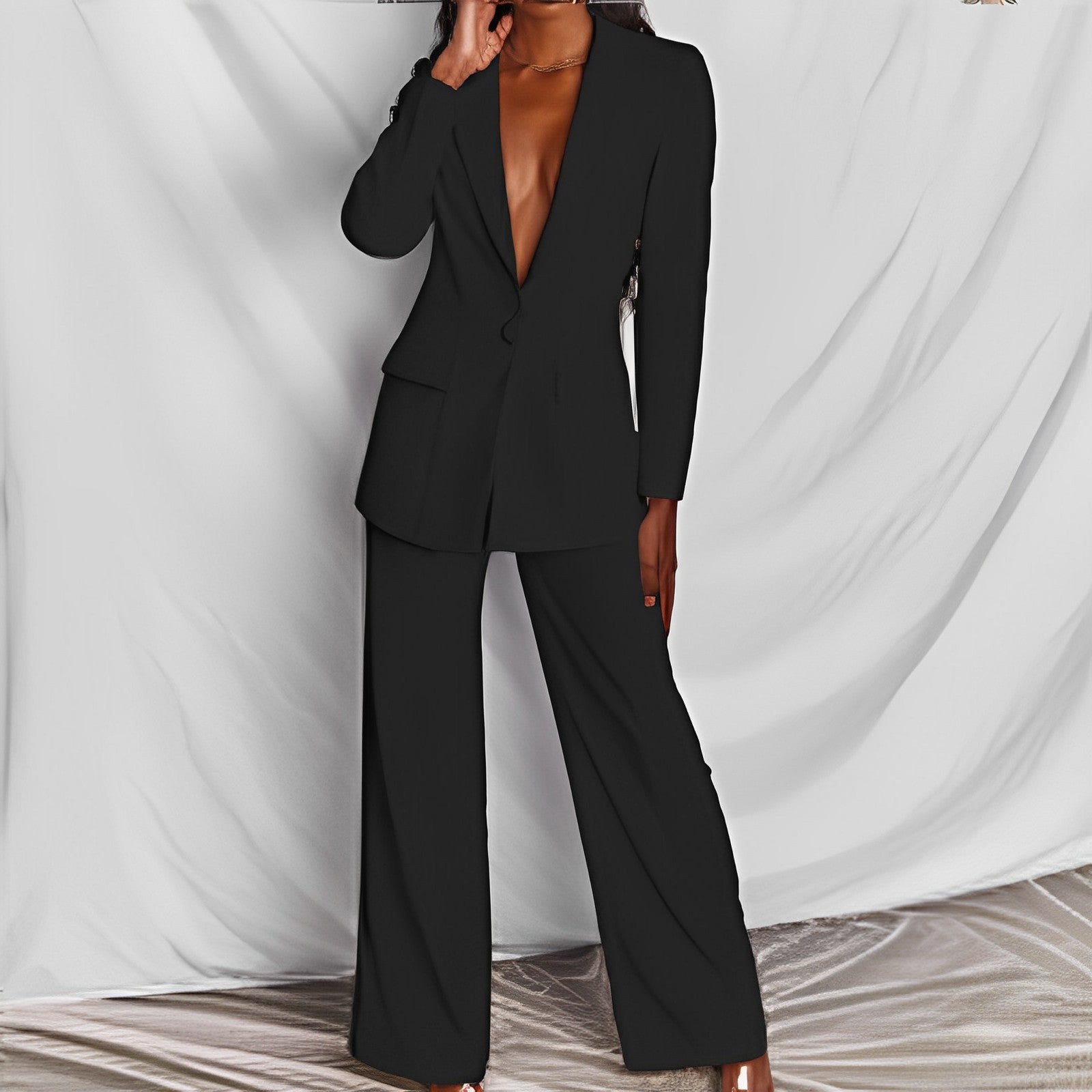 Women's Professional Blazer & Trousers Suit Set – Long Sleeve, Full Length