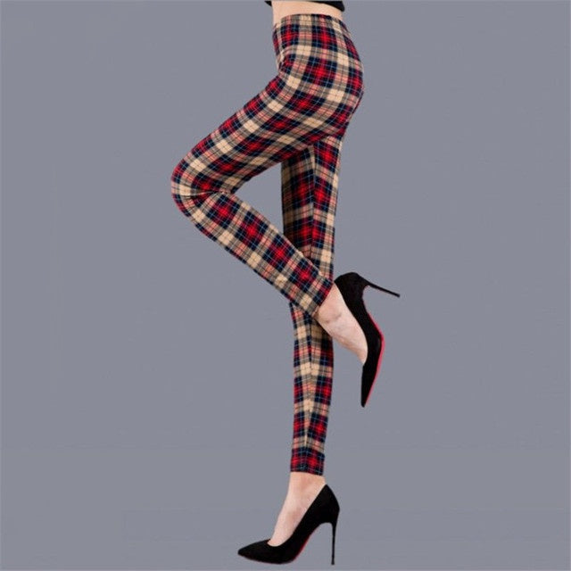 Women’s Plaid Yoga Leggings – Mid Waist Push-Up Pants