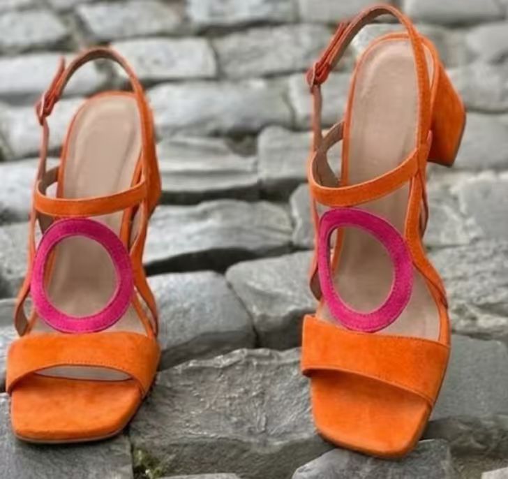 Women's Suede Hollow-Out Buckle Strap High Heel Sandals – Pointed Toe