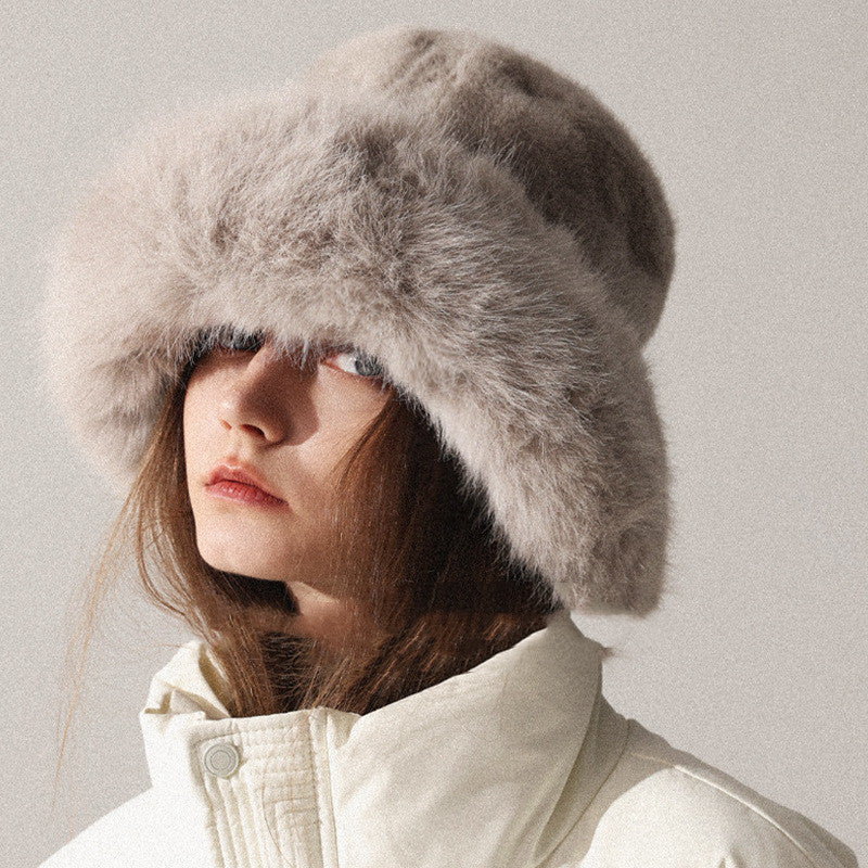Women’s Oversized Furry Fisherman Hat – Mongolian Style Winter Hat