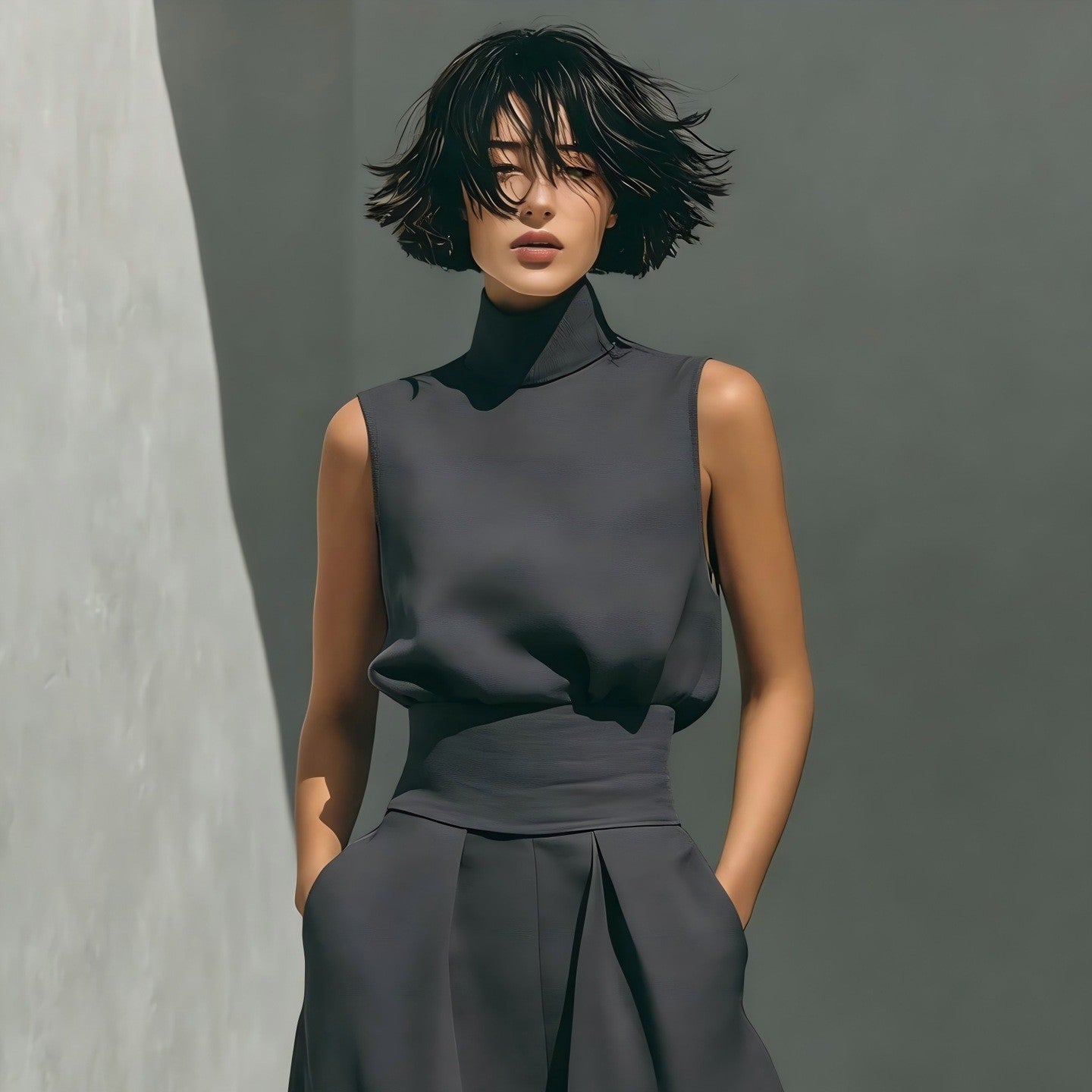 Women’s Two-Piece Set – Sleeveless Top & Wide-Leg Pants