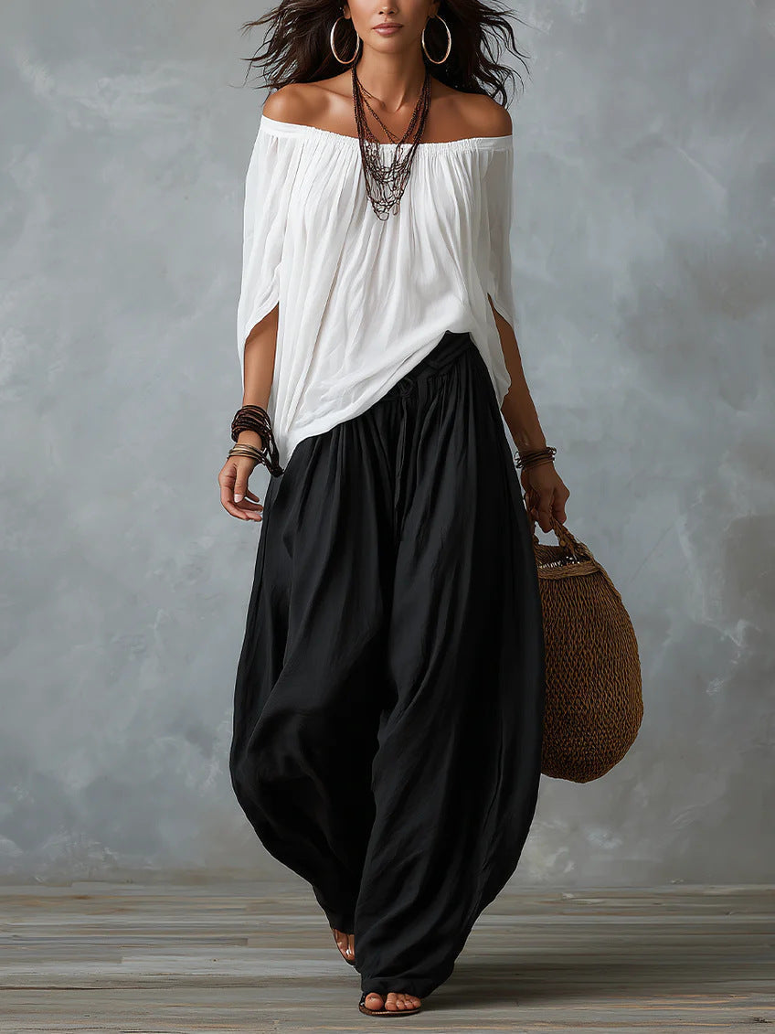 Women's One-Shoulder T-Shirt & Wide-Leg Pants Two-Piece Set — Urban Casual Outfit