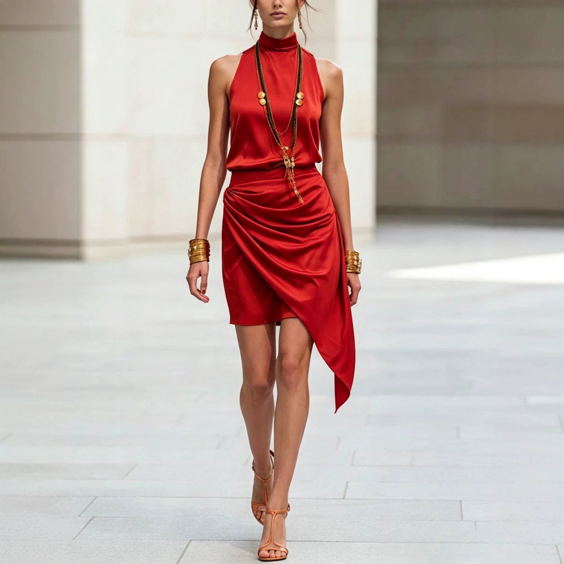 Women's Double-Layer Asymmetrical Hem Mini Skirt