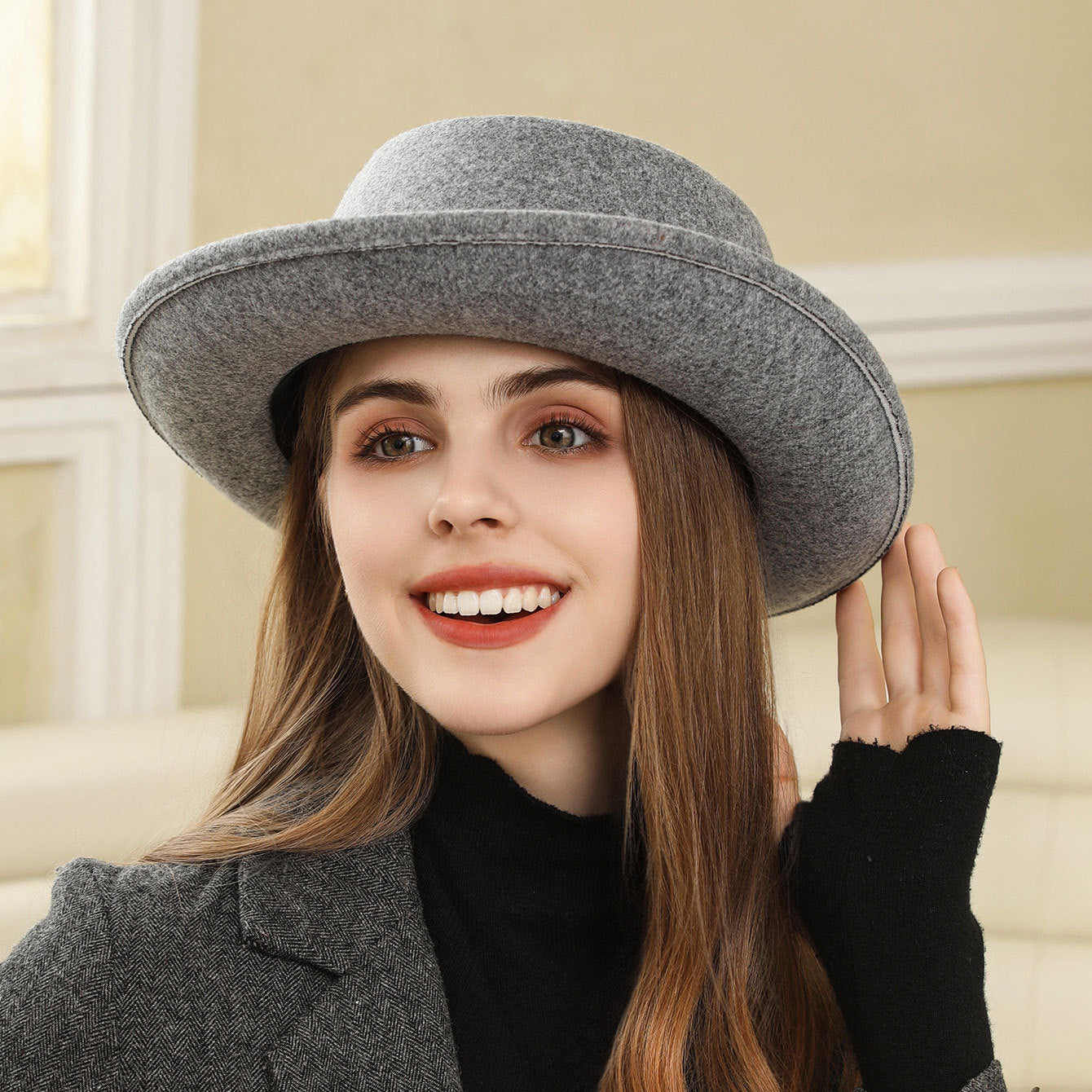 Vintage Bow British Retro Flat Top Hat for Women