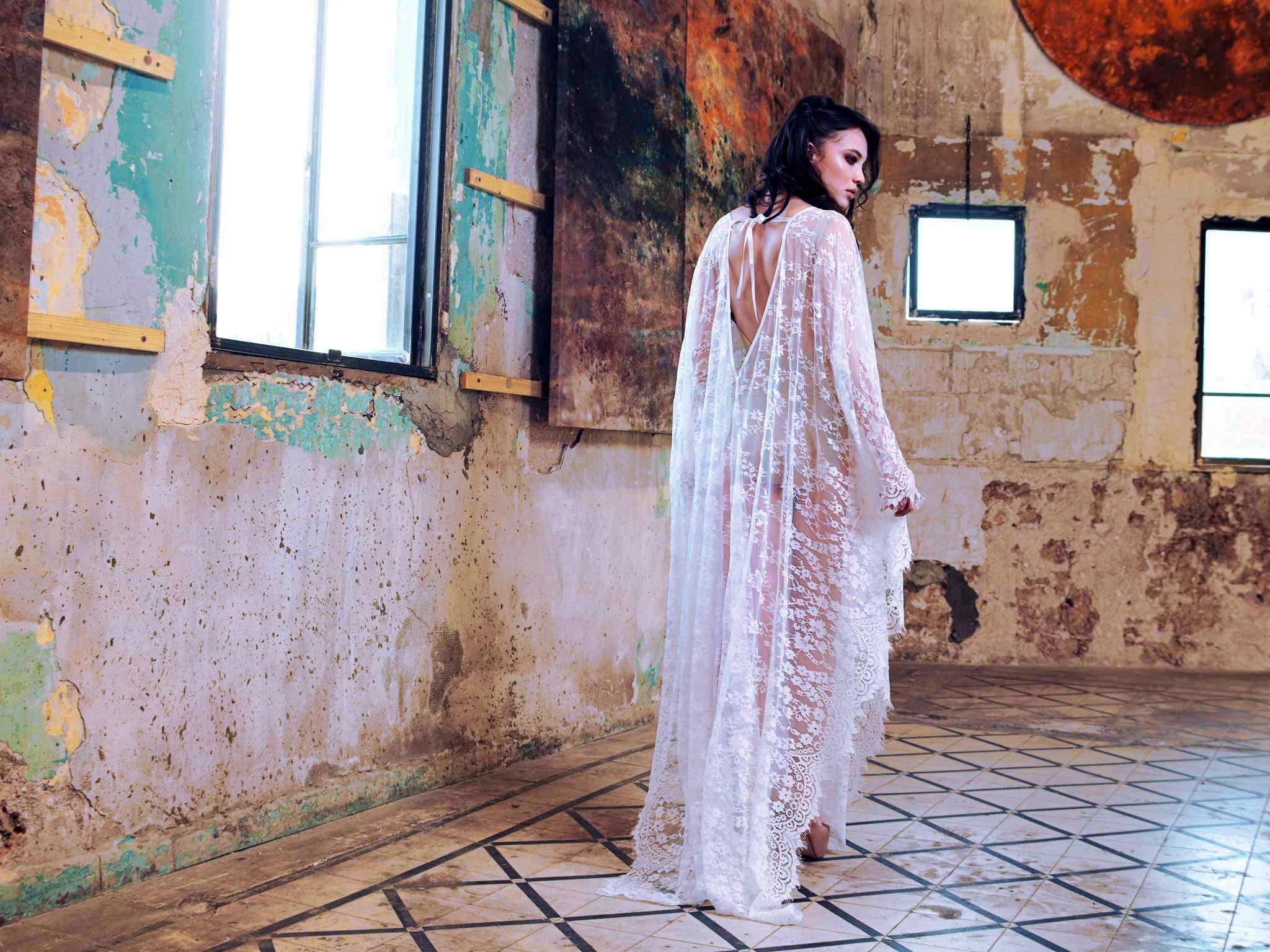 Eyelash Lace Super Loose Robe Bikini Cover