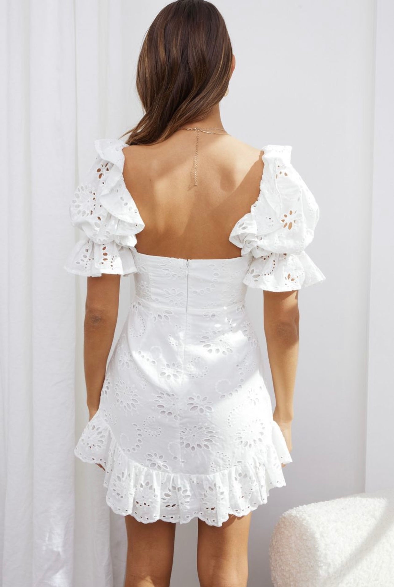 Early Spring Full Lace Short Sleeve Ruffled Sexy Women Dress