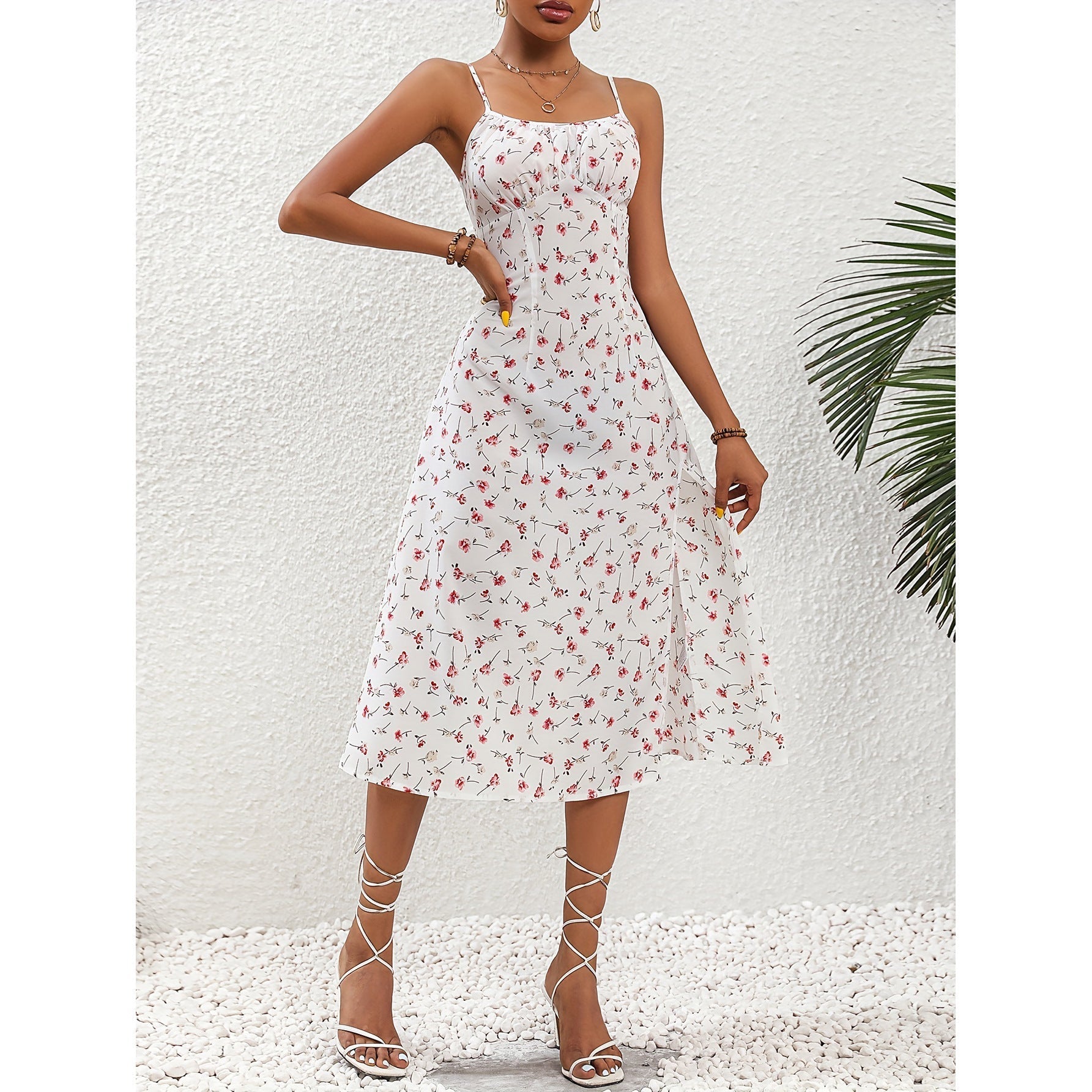 🌸 Women's Polka Dot Suspender Maxi Dress – Summer Elegance with a Flirty Twist