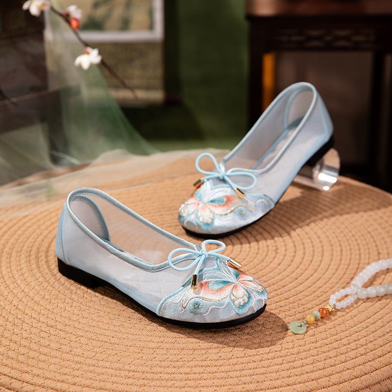 Women's Butterfly Embroidered Mesh Flats – Bow Tie Breathable Shoes