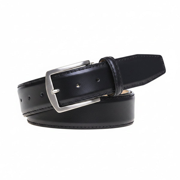 Black Italian Smooth Calf Leather Belt