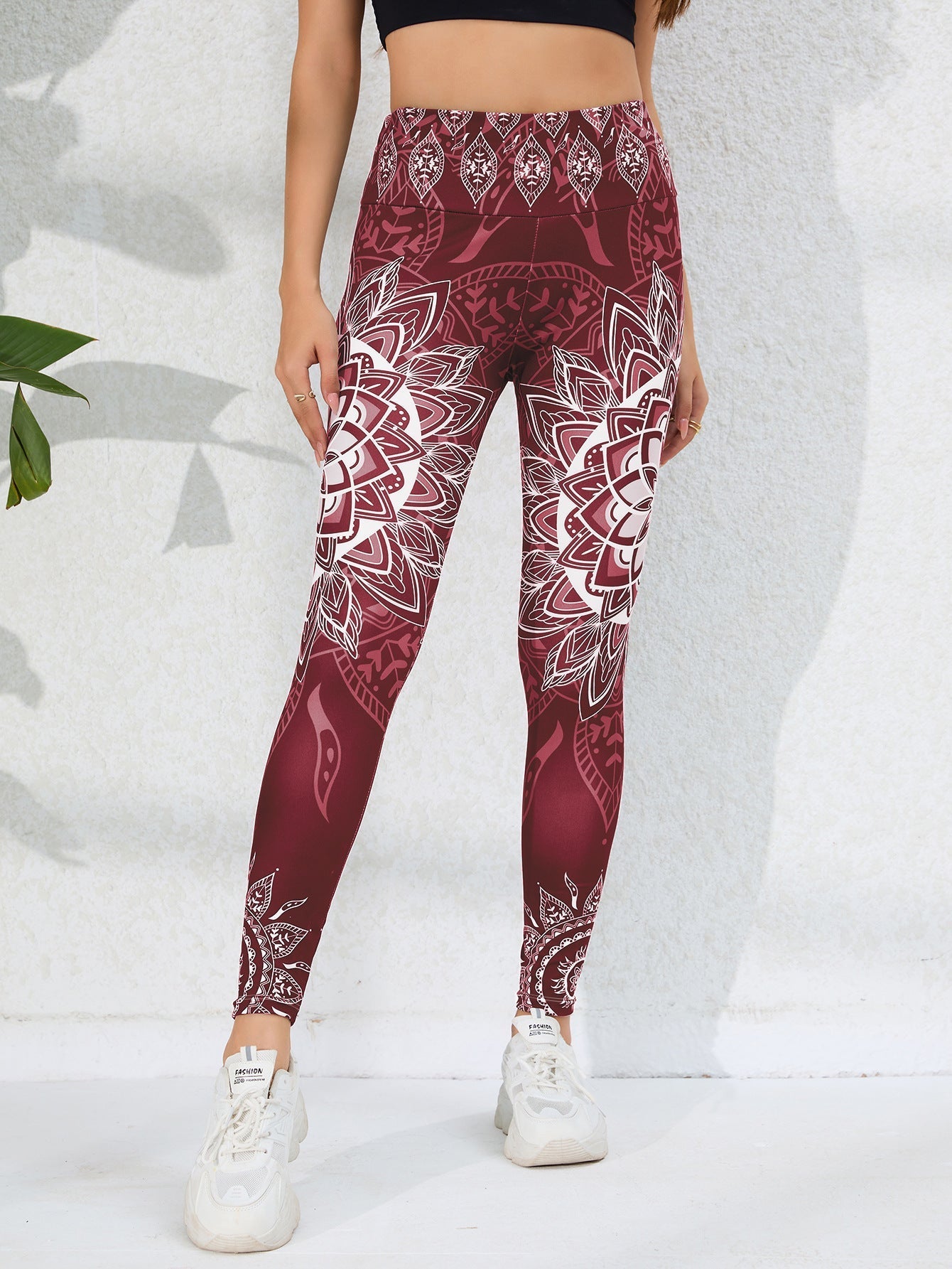 Watercolor Print High-Waist Tummy Control Butt-Lifting Yoga Leggings