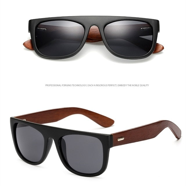 Bamboo Wooden Arms Sunglasses Men Women Black Sunglass
