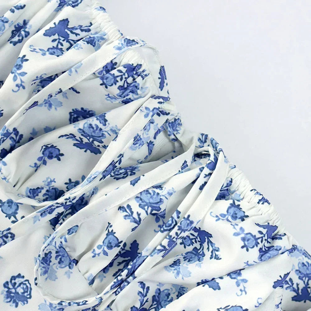 Women's Summer Puff Sleeve Floral Maxi Dress
