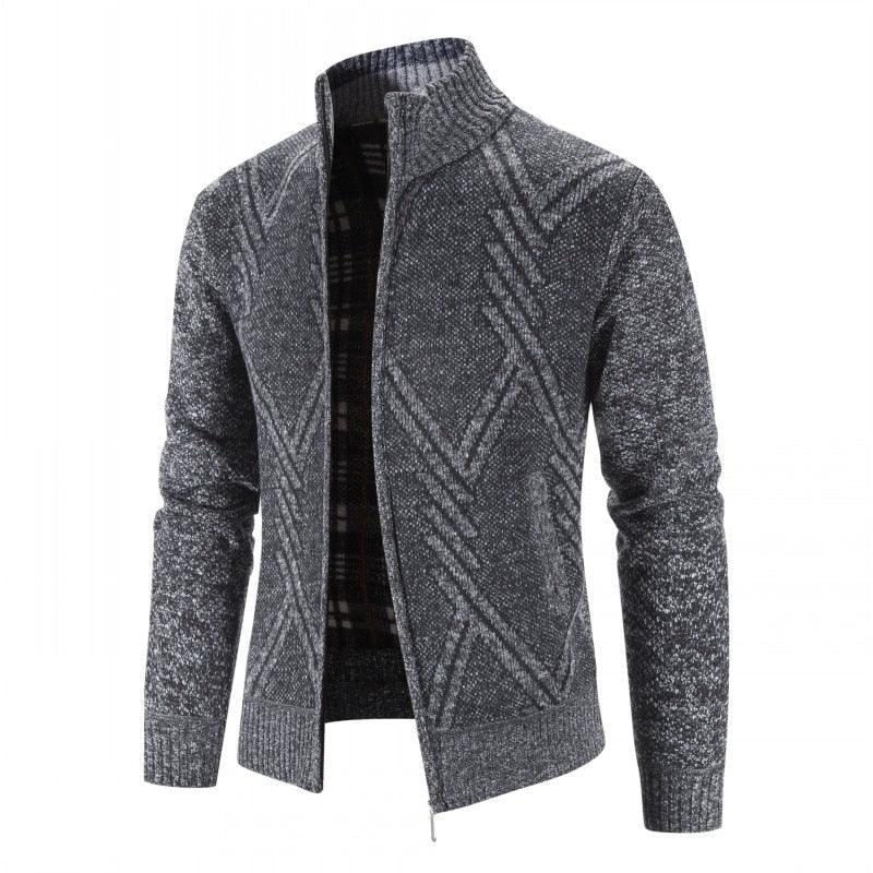 Men's Autumn Winter Fleece Hooded Jacket Slim Fit Casual Warm Coat
