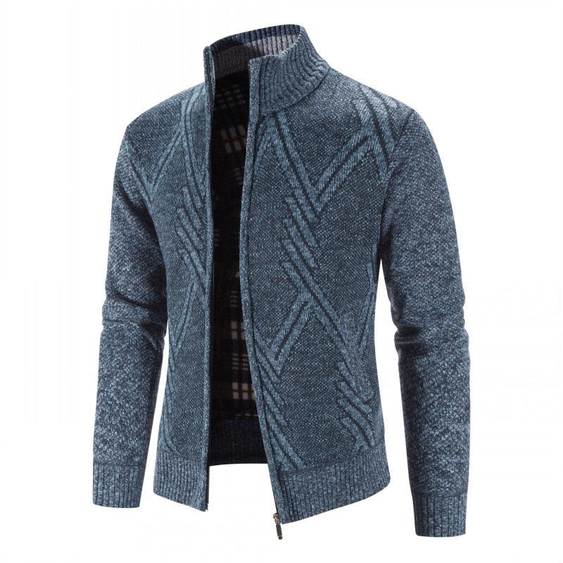 Men's Autumn Winter Fleece Hooded Jacket Slim Fit Casual Warm Coat