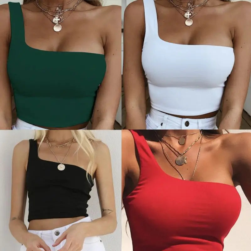 Women's One Shoulder Crop Top