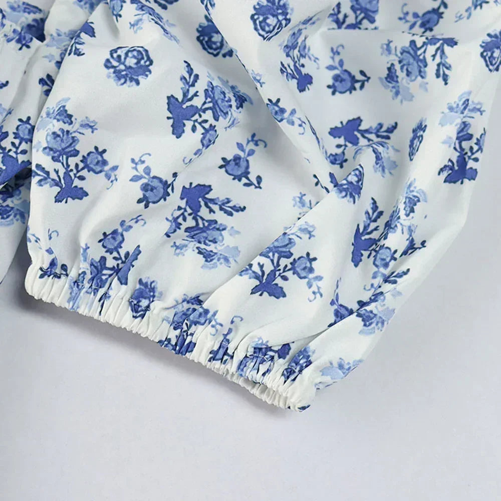 Women's Summer Puff Sleeve Floral Maxi Dress