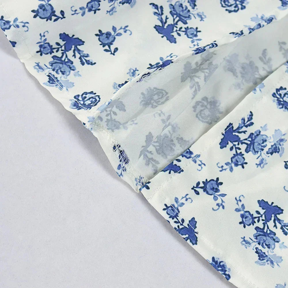 Women's Summer Puff Sleeve Floral Maxi Dress