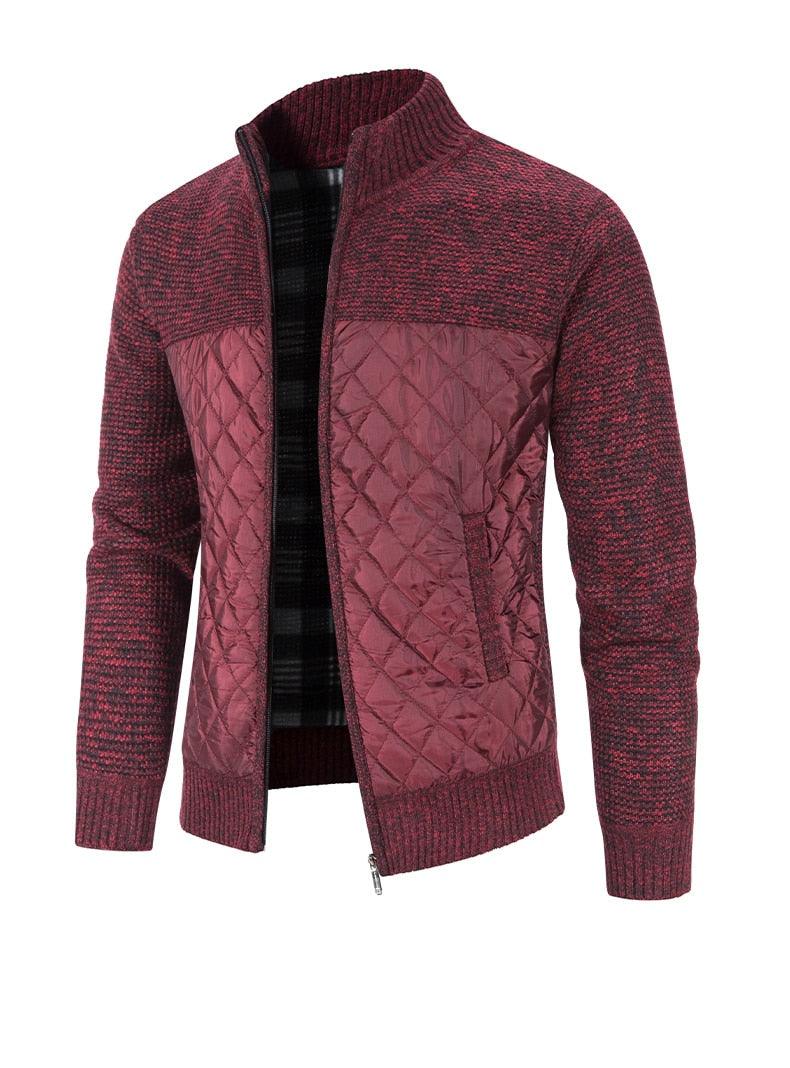 Men's Autumn Winter Fleece Hooded Jacket Slim Fit Casual Warm Coat