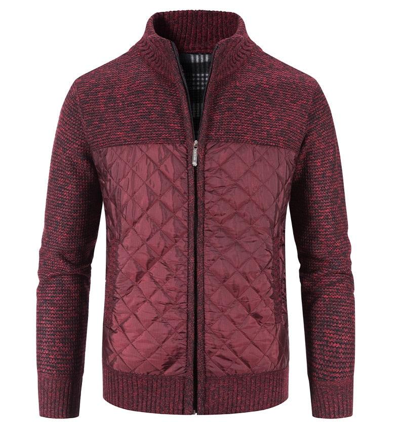 Men's Autumn Winter Fleece Hooded Jacket Slim Fit Casual Warm Coat
