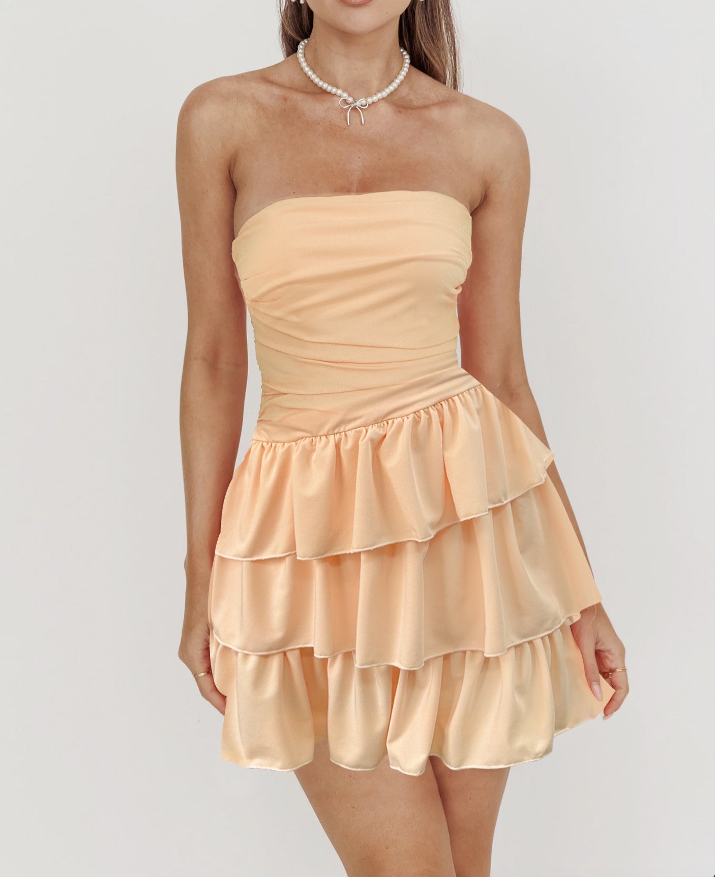 Summer Women Clothing Dress Sleeveless Tube Top Strapless Sexy Slim Fit Short Dress