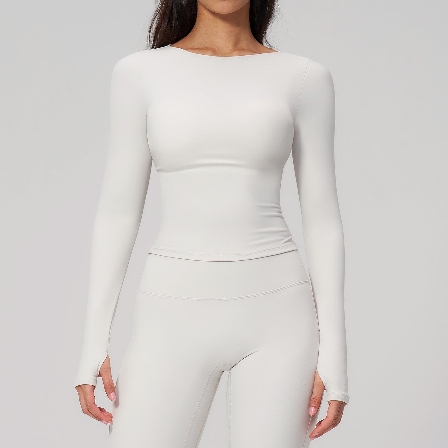 Summer Cream Brushed Yoga Clothes Long Sleeve Outdoor Sports Running Workout Long Sleeve Yoga Clothes Women