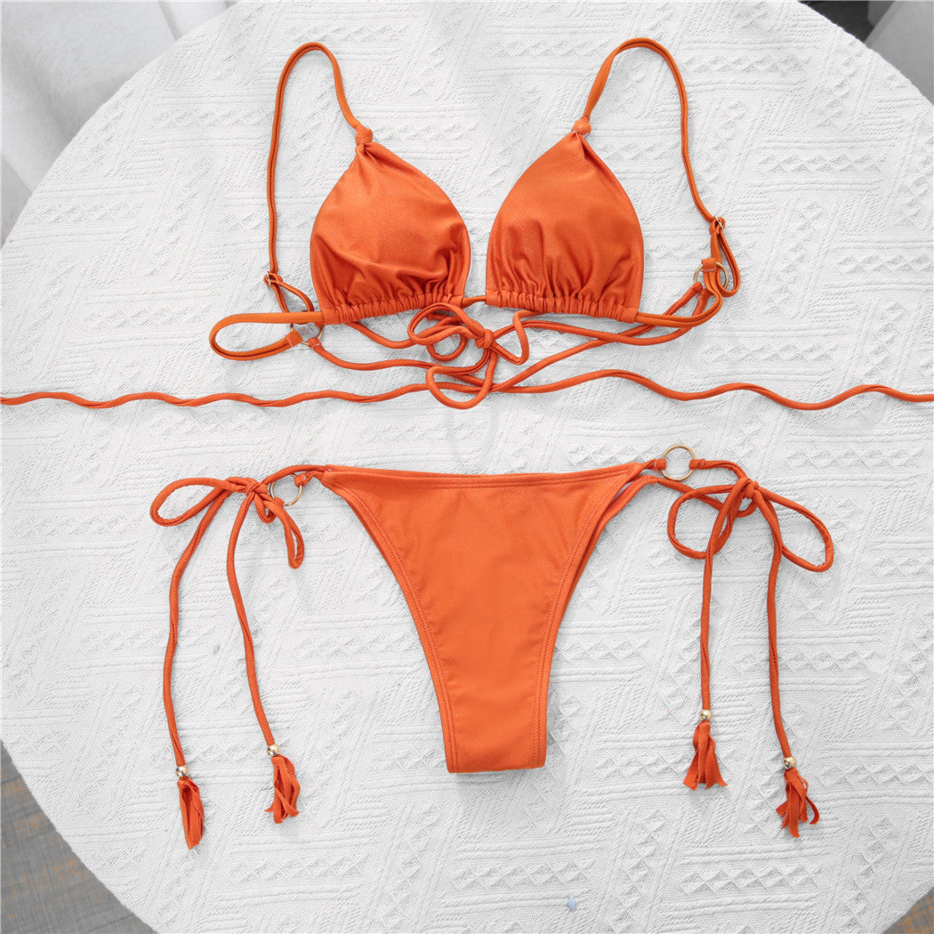 Swimsuit Women Bikini Pit Light Fabric Strap Adjustable Solid Color