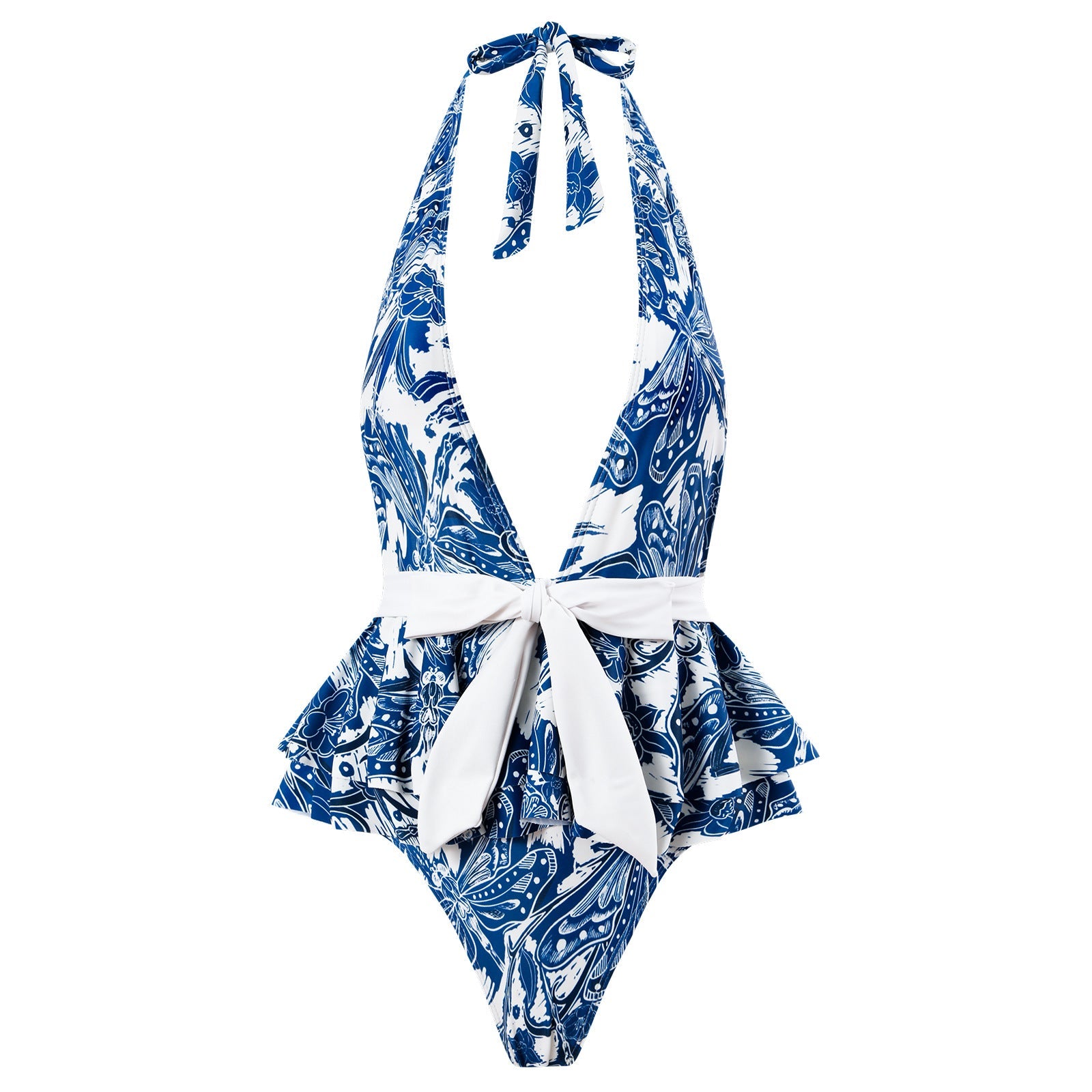 One Piece Swimsuit Women Skinny Slimming Vintage Printed Chiffon Dress With Steel Bracket Hard Bag