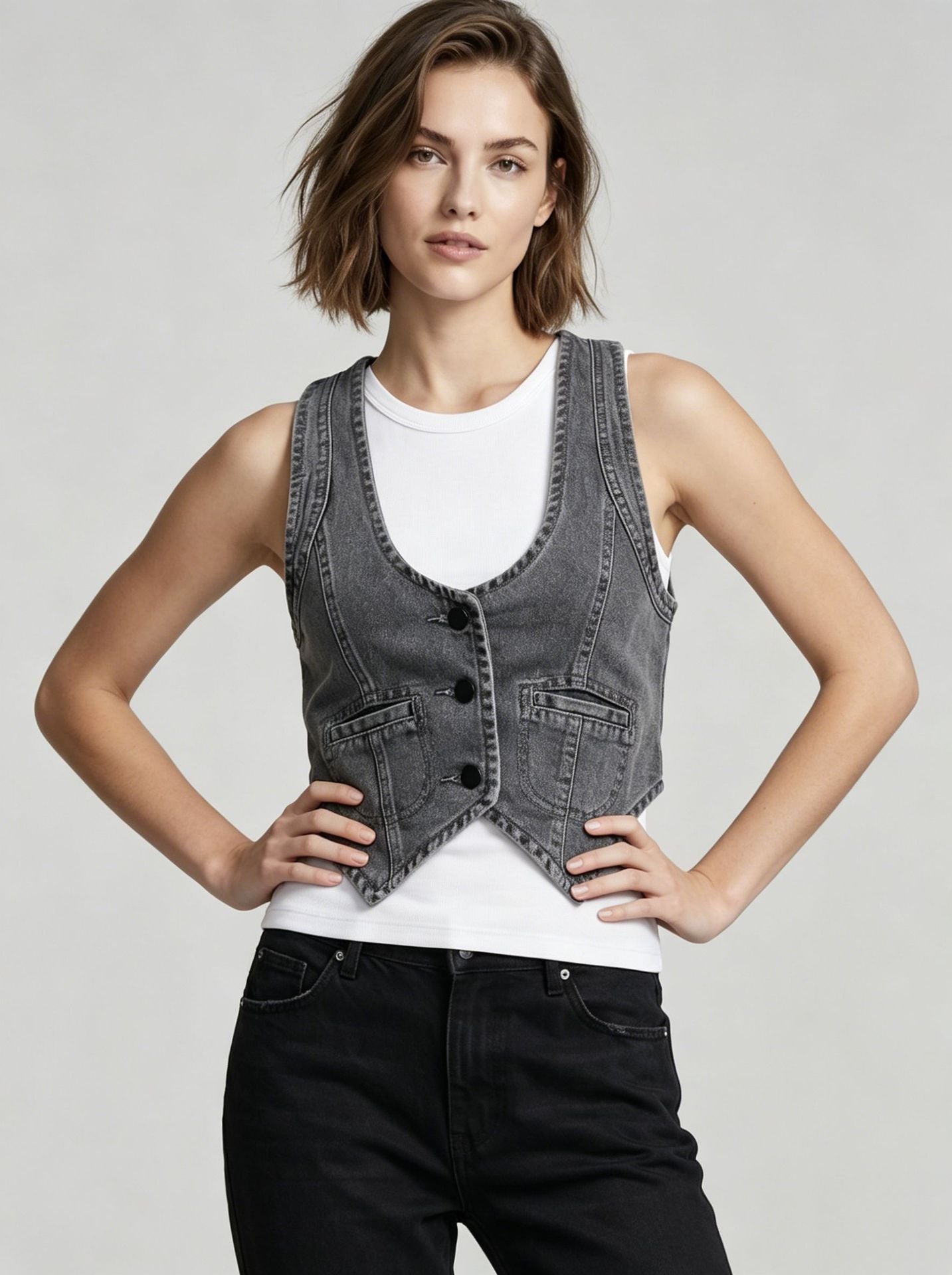 Top Product Washable Bandage Dress Women Cowboy Vest