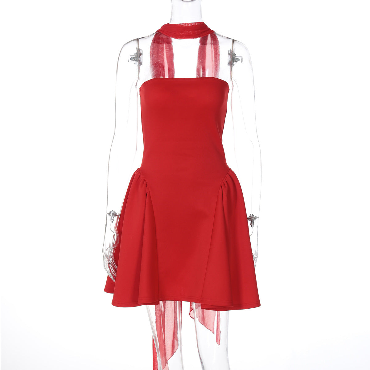 Women Clothing Winter Sexy Back Zipper Tube Top Short Type Dress