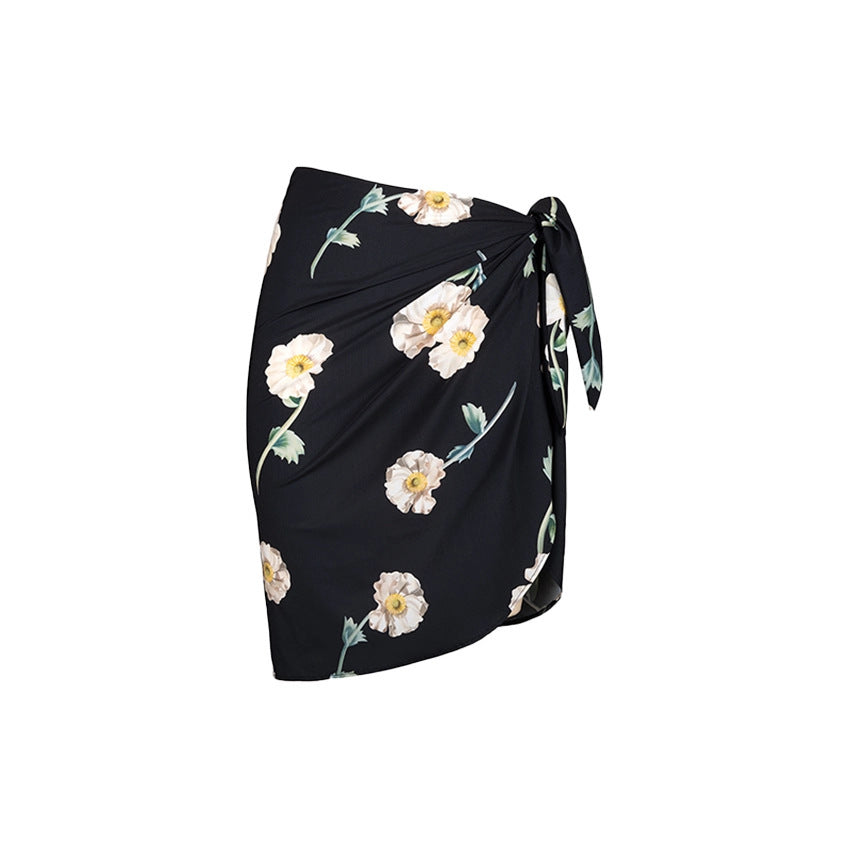 Swimsuit Wooden Ear Tube Top Floral One Piece Swimsuit Set Women