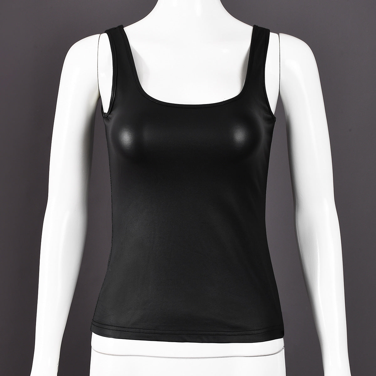 Women Summer Solid Color Coated Shoulder Strap Sexy U Collar Cropped Exposed Vest for Women
