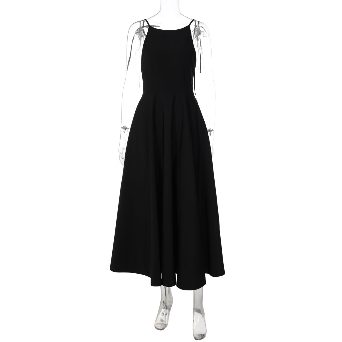 Summer Women Camisole Backless Waist Trimming Display Dress
