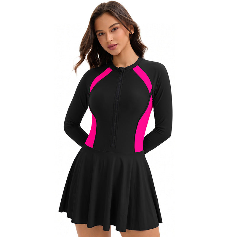 Swimsuit Women Sports Dress Long Sleeved Sunscreen Conservative Swimsuit