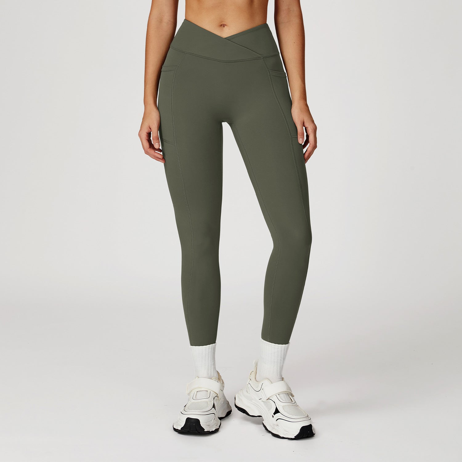 Nude Feel High Waist Yoga Pants Cross Waist Fitness Yoga Pants Women Outdoor Sports Running Tights