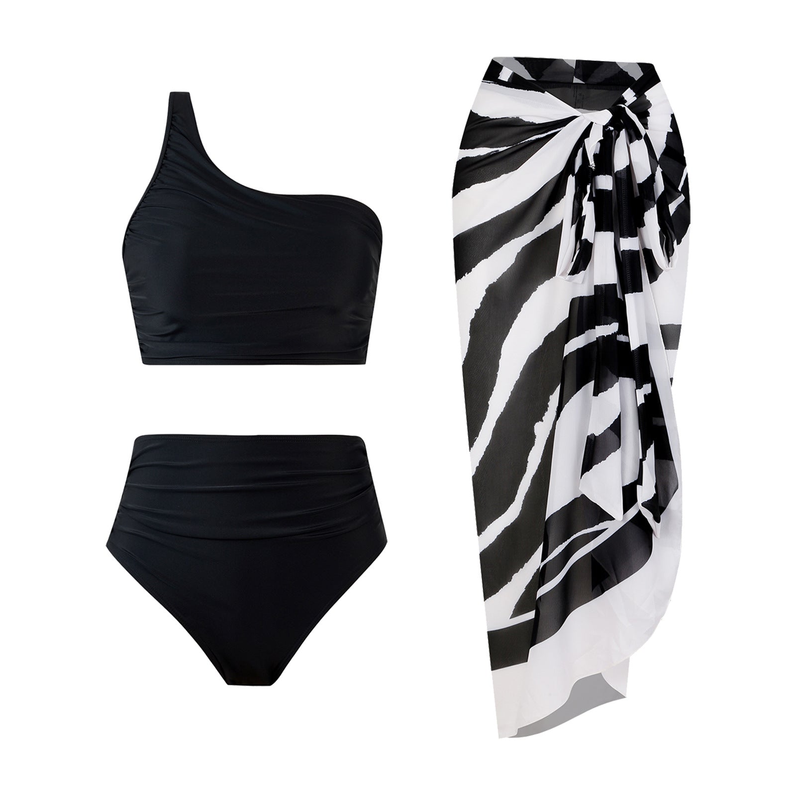 High Waist Solid Color Bikini Swimsuit Women Split Swimsuit Bikini