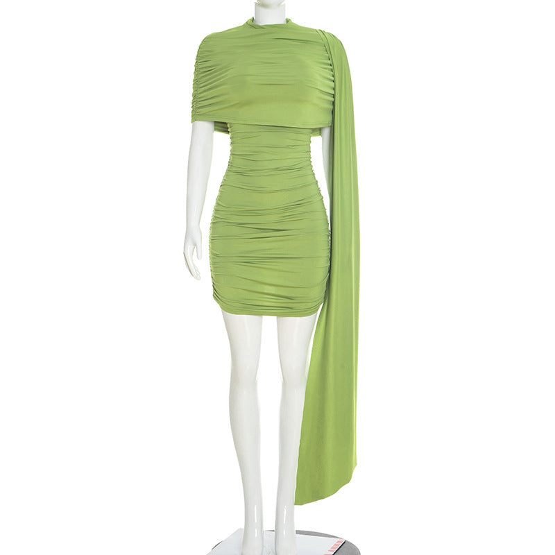 Women Clothing Spring Summer Personality Street Elegant Bag Shoulder Ribbon Sheath Dress for Women